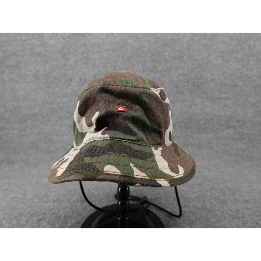 Quiksilver Mens Camo Bucket Hat One Size Green Woodland Camouflage Mesh Vent
